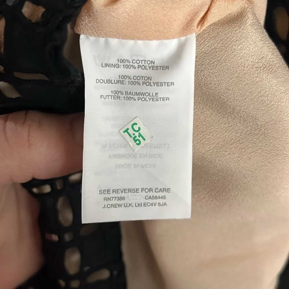 NWT J. Crew One Shoulder Eyelet Top‎ in Black.